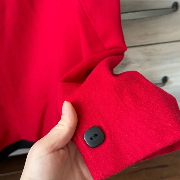 Vintage Red with black detailing blazer , beautiful cut, wool blend Medium-Large - Picture 4 of 6